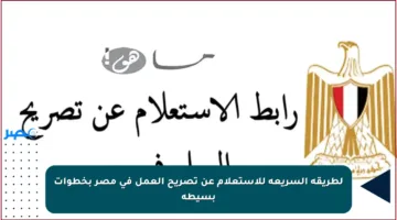 لطريقة السريعة للاستعلام عن تصريح العمل في مصر بخطوات بسيطة
